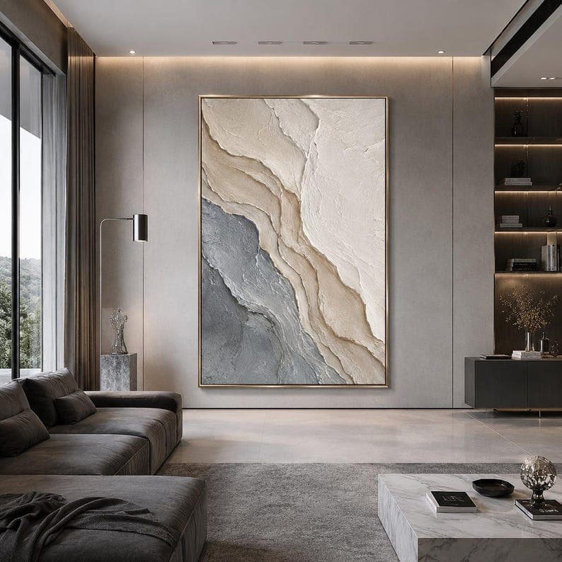 Neutral Abstract No. 01 hand-painted wall artwork